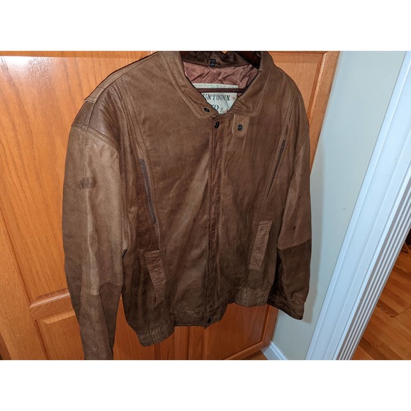 Vintage Countdown to Zero 44 Long Men size L Leather Bomber Jacket Light Brown - Picture 6 of 11